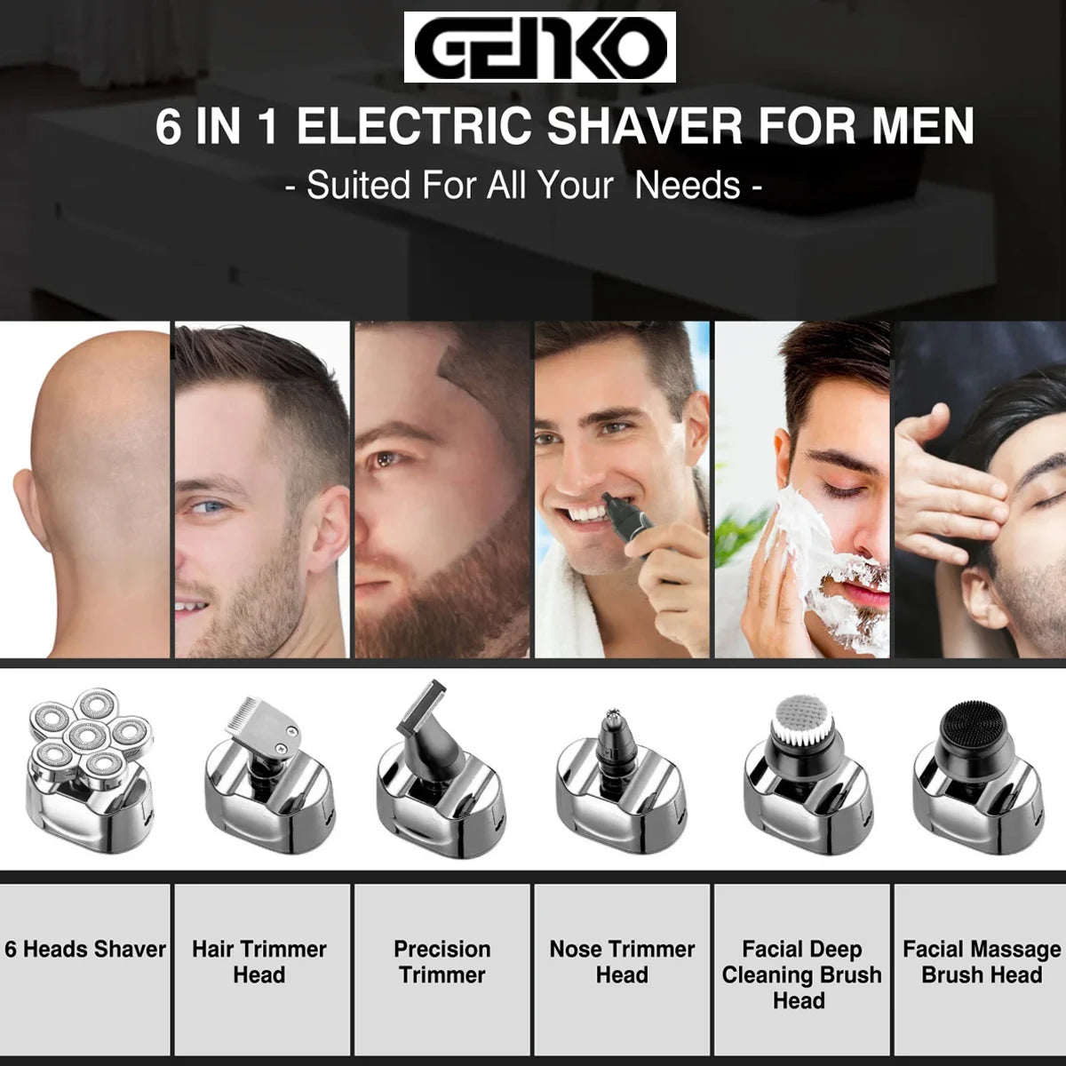 New Shaver For Men 7D Independently 7 Cutter Floating Head Waterproof Electric Razor Rechargeable Multifunction Trimmer For Men