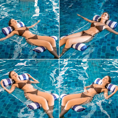 4-IN-1 PVC Water Hammock Recliner Inflatable Floating Swimming Pool Party Mattress Beach Leisure Floating Beds With Net Backrest
