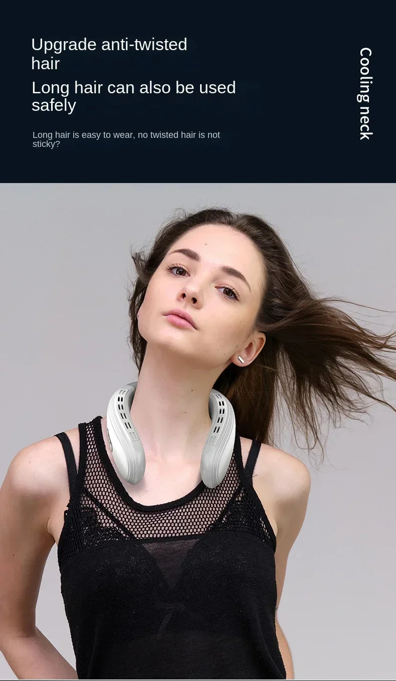 720 Degree Cooling Neck Hanging Fan Rechargeable Semiconductor Cooling Bladeless Mute Fan Portable Wearable Summer Air Cooler
