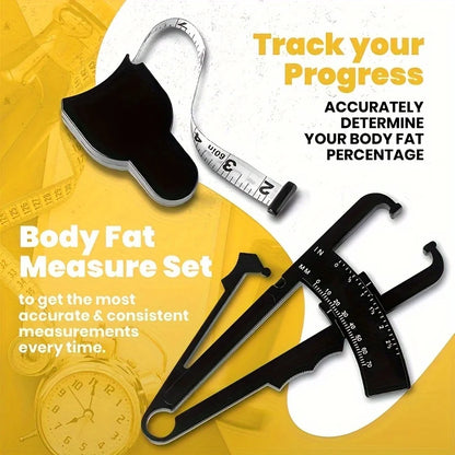 1 Set Body Fat Measuring Device and Waist Tape Combination-Handheld Fat Meter and Tape Measure,Portable Fitness Measurement Too