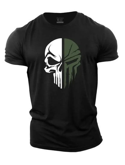 3D Men's T shirt for men Print Military Skull T Shirt Oversized Gym Short-Sleeved Sportswear Men Clothing Sport Top Tees
