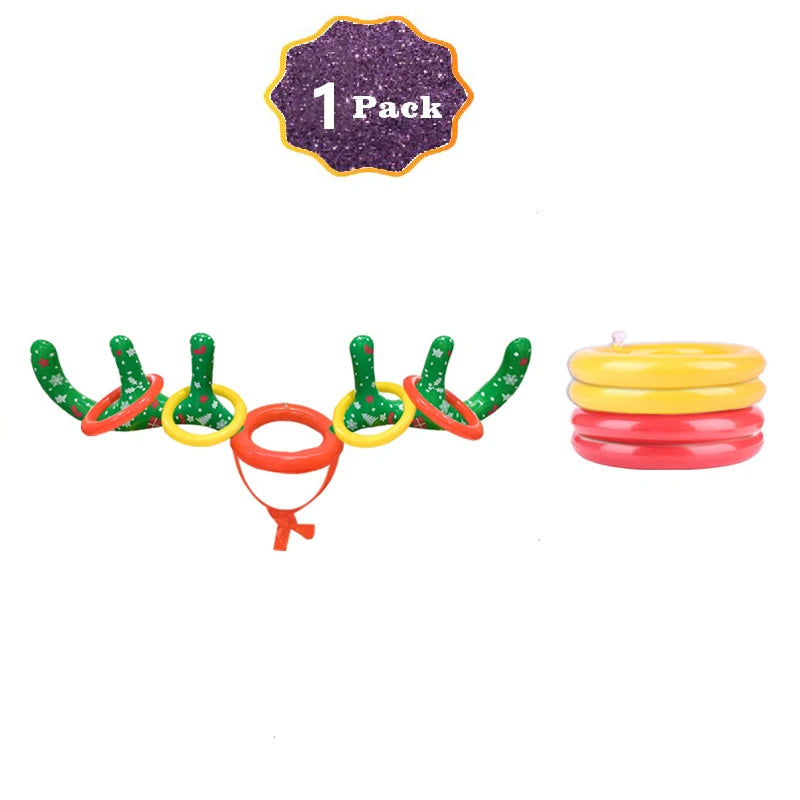 1/2/3pcs Inflatable Reindeer Antler Ring Toss Game Christmas Family Holiday Party Games Outdoor Indoor Ring Toss Xmas Gifts Toys