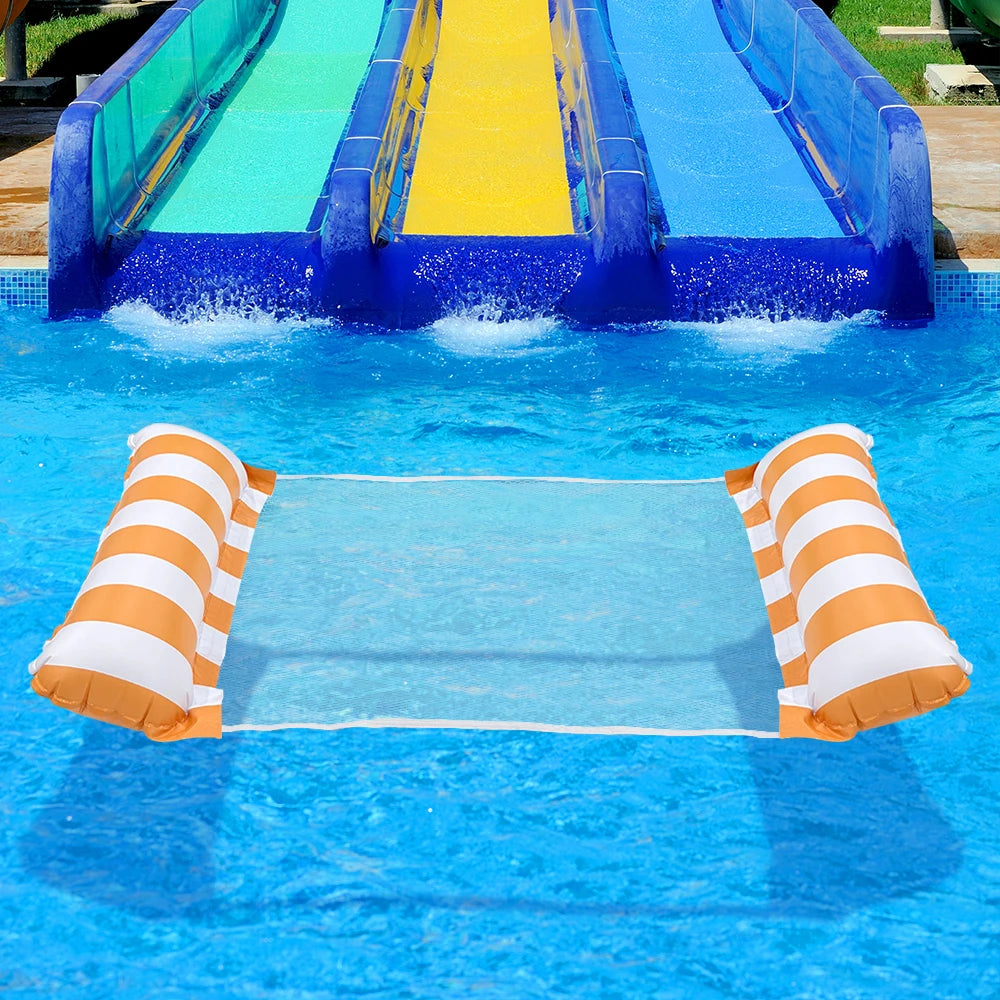 1pc Inflatable  Multi-Purpose Striped Floating Bed , Portable Water Lounge Raft for Swimming Pool Beach, Summer Relaxation