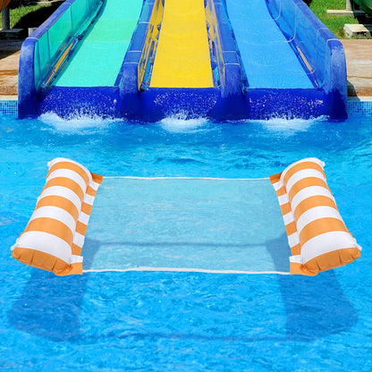 1pc Inflatable  Multi-Purpose Striped Floating Bed , Portable Water Lounge Raft for Swimming Pool Beach, Summer Relaxation