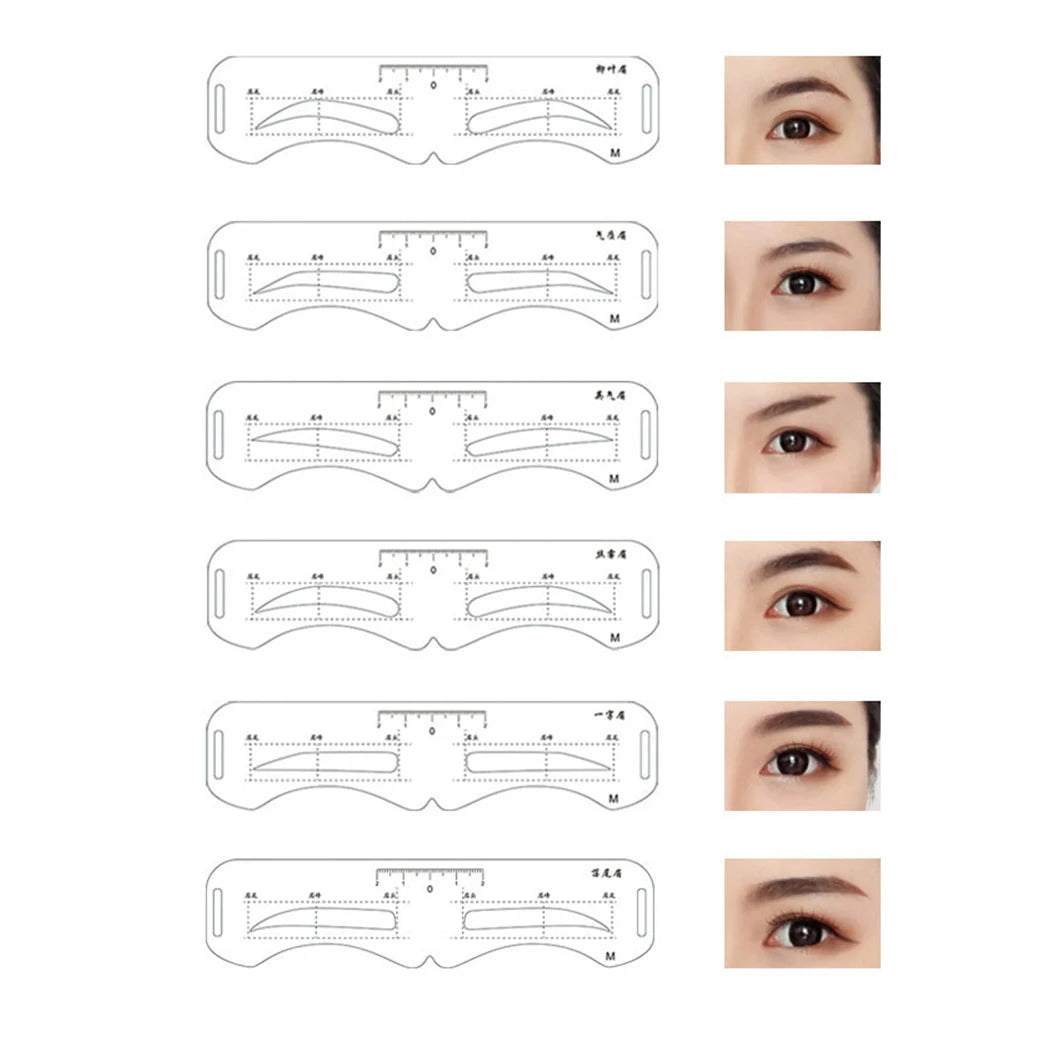 Reusable Eyebrow Shaper DIY 6PCS Set Soft Ruler Brow Definer Eyebrow Stamp Card Soft Ruler Stencil Shaping Makeup Tool
