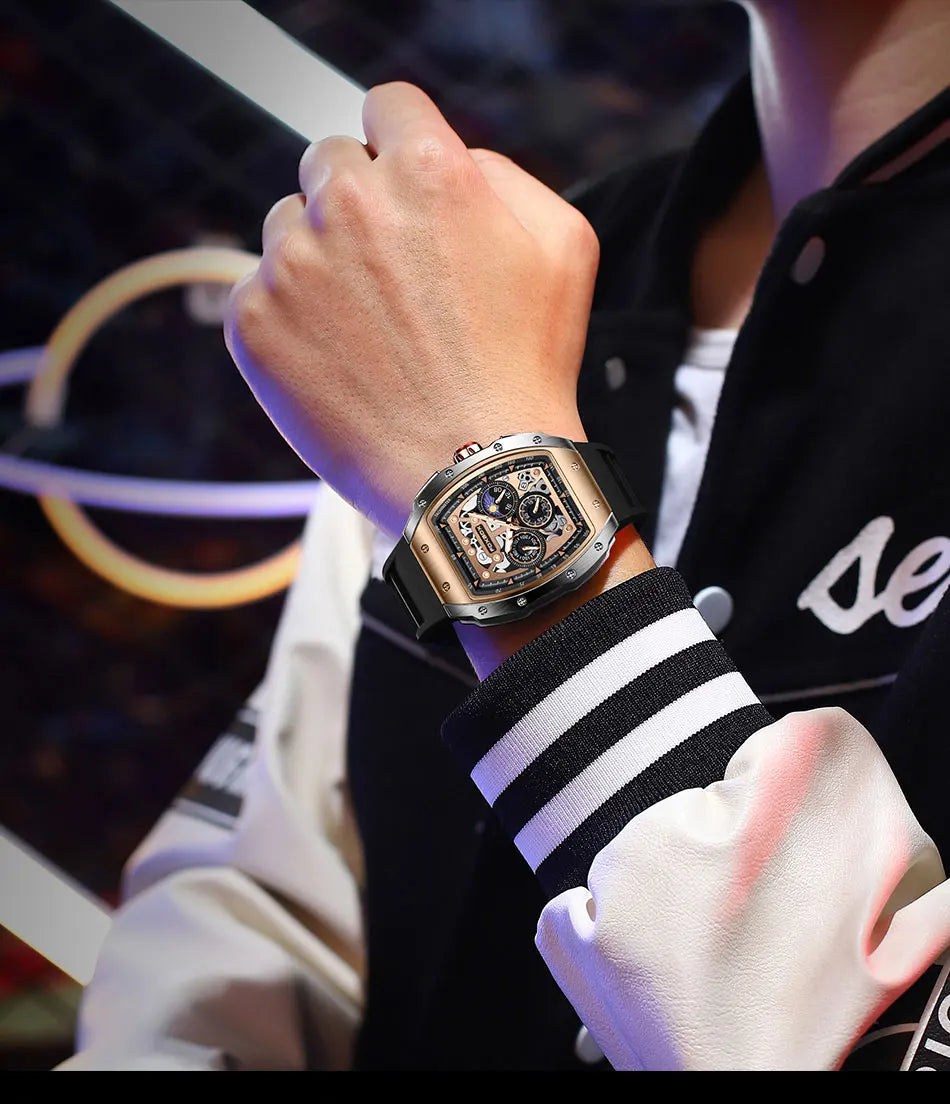 Relogio Masculino FOXBOX Men Watch LIGE Top Brand Luxury Military Square Watch Men Military Waterproof Quartz Watches For Men
