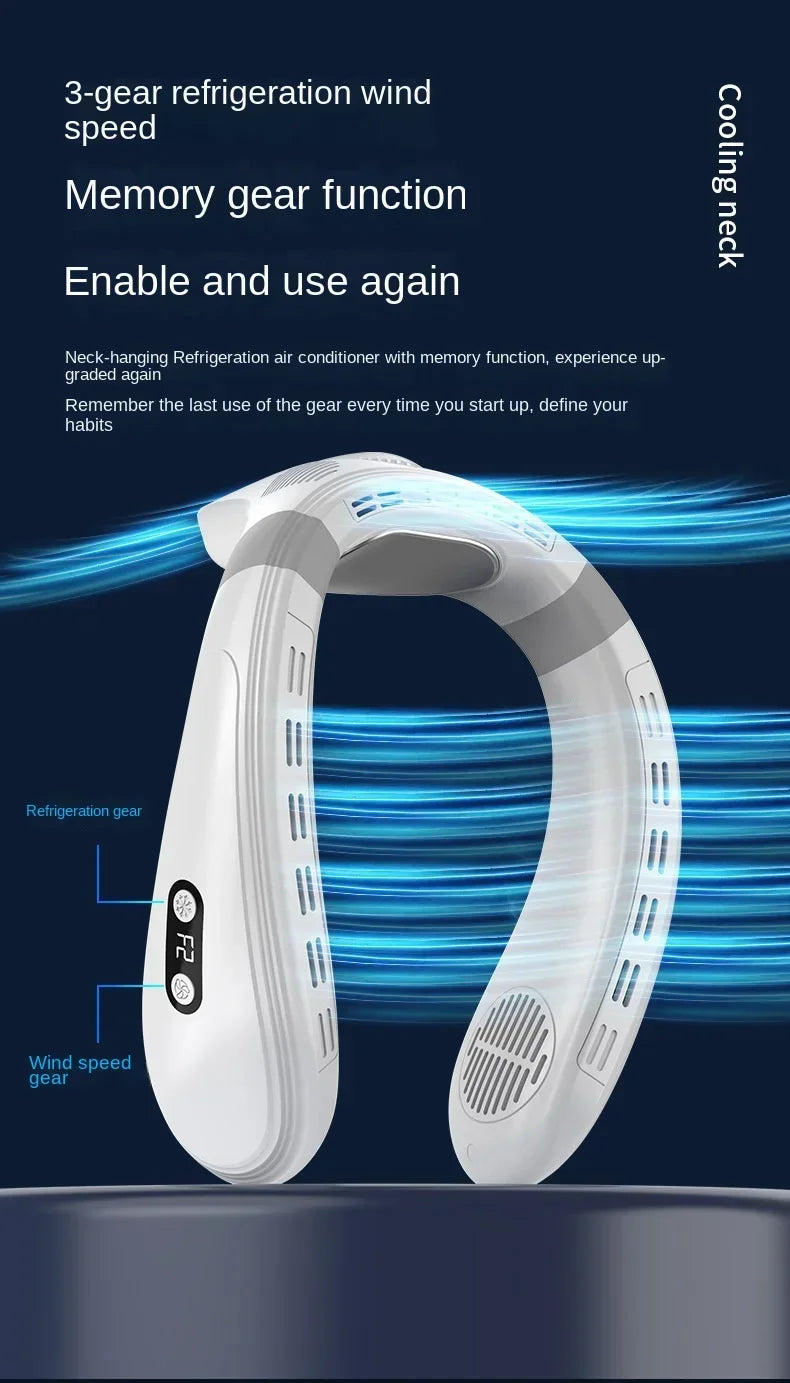 720 Degree Cooling Neck Hanging Fan Rechargeable Semiconductor Cooling Bladeless Mute Fan Portable Wearable Summer Air Cooler