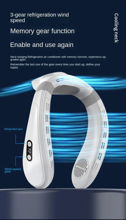 720 Degree Cooling Neck Hanging Fan Rechargeable Semiconductor Cooling Bladeless Mute Fan Portable Wearable Summer Air Cooler