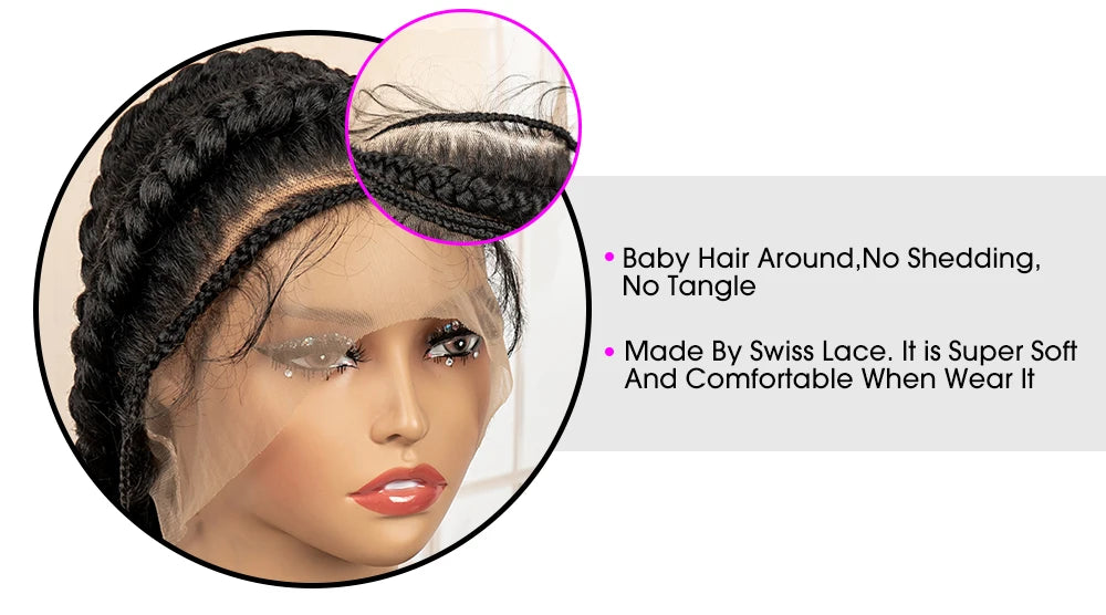 New Arrival Afro Bantu Braided Wigs Synthetic Full Lace Cornrow Box Braided Wigs Natural Handmade Braids Wig for Black Women