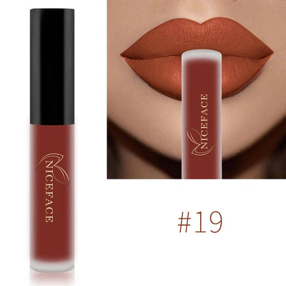 NICEFACE Nude Matte Liquid Lipsticks Waterproof Long Lasting Lip Gloss Sexy Red Velvet Lip Tint Women Makeup Cosmetics Batom