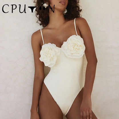 2026 New Sexy White 3D Flower Solid Two Piece Push Up Bikini Set Luxury Swimwear Women Swimsuit Beachwear Summer Bathing Suit