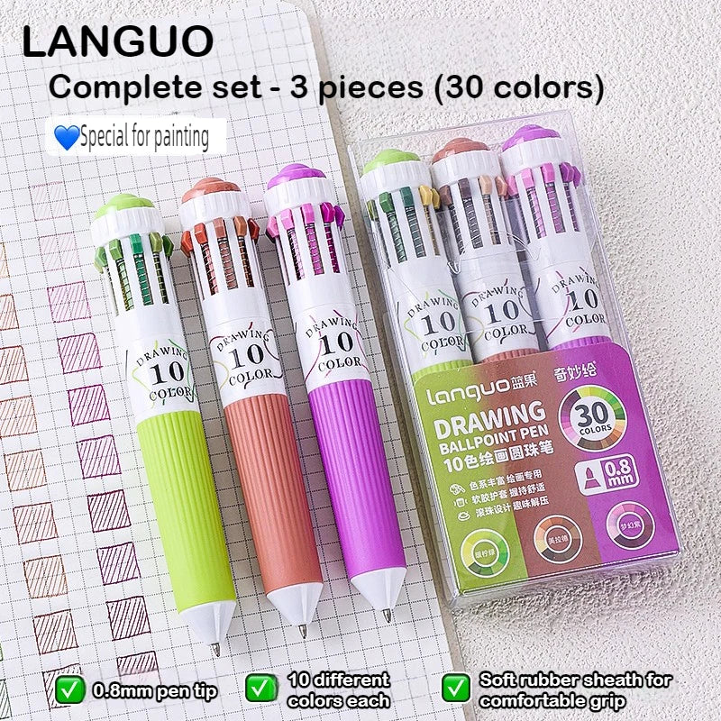 Languo 120 Color Ballpoint Pen 0.8mm Cartoon Soft Grip Press Multicolor Writing Pen for Drawing Overlay School Office Supplies