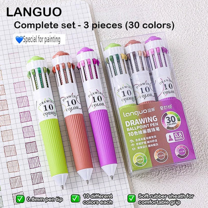 Languo 120 Color Ballpoint Pen 0.8mm Cartoon Soft Grip Press Multicolor Writing Pen for Drawing Overlay School Office Supplies