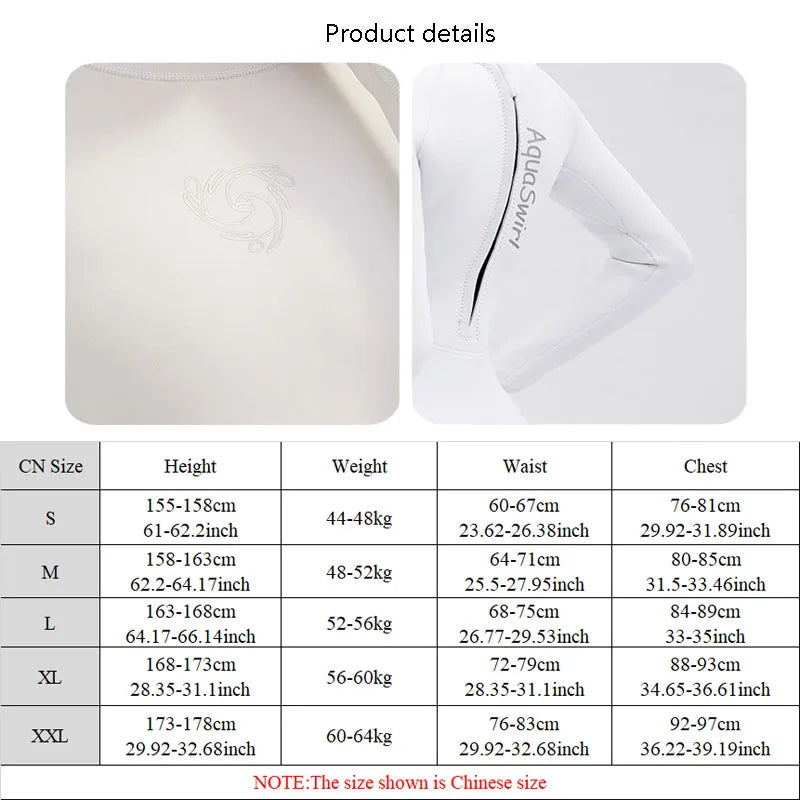 New CR Elastic Women 2.5mm Surfing Bikini Suit Keep Warm Swimwear One-piece Snorkeling Kayaking Scuba Dive White Wetsuit
