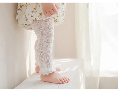 Summer Girls Pants Mesh Thin Baby Lace Pantyhose Outside Wear Summer Baby Stockingds Anti-Mosquito Kids Leggings For Girls