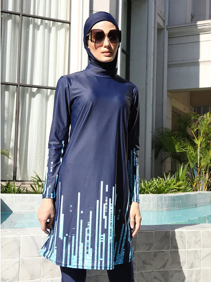 3/4PCS Muslim Burkini Women femmes Swimming Suit Modest Swimwear Islamic Long Sleeve Full Cover Hijab , Quick Drying, UPF50+