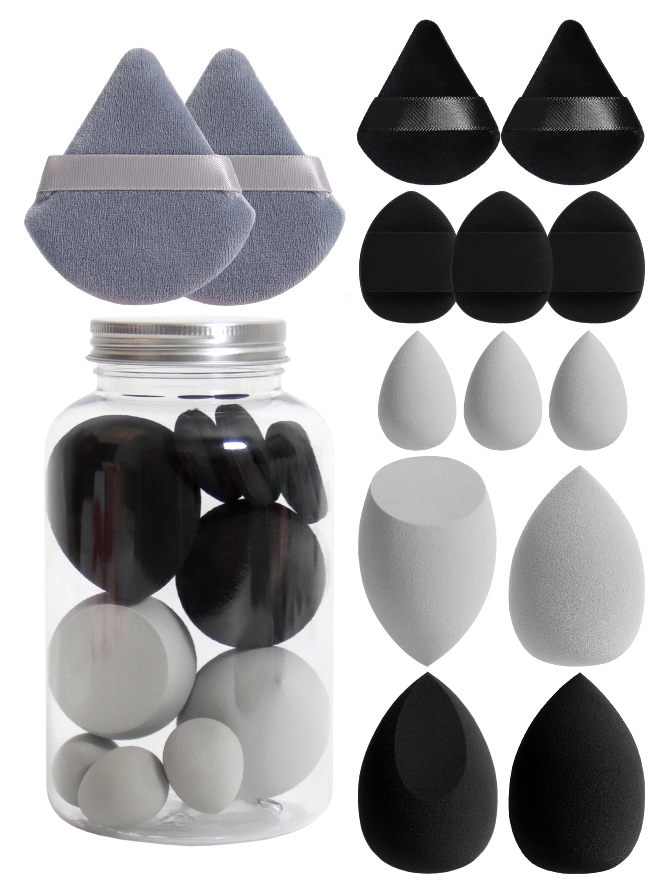 14 Piece Cosmetic Sponge Set, Cosmetic Sponge Finger Puff, Dry and Wet Foundation Make-Up Cosmetic Puff