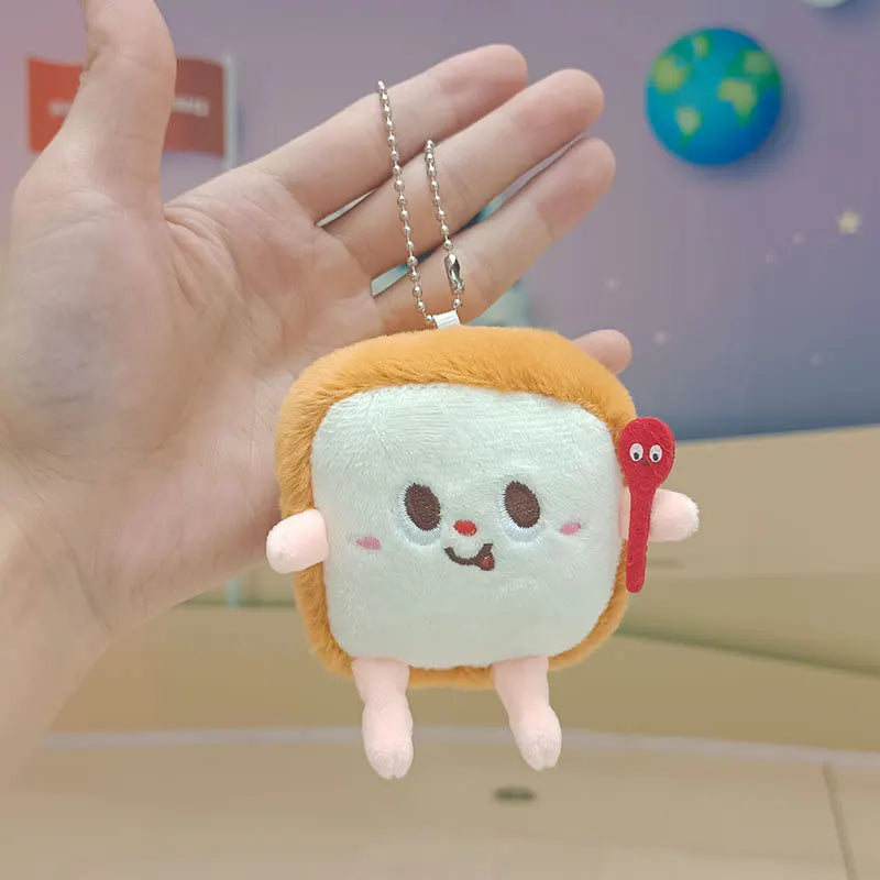 12cm Kawaii Food Bread Hamburger Hot Dog French Fries Plush Doll Soft Stuffed Plush Pendant Keychains for Children Gifts Toys