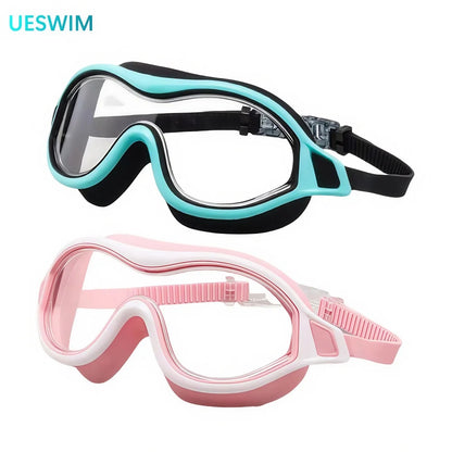2PCS Large Frame Swimming Goggles Adult High-Definition Anti Fog Electroplated For Women Men  Silicone Anti Uv Goggles
