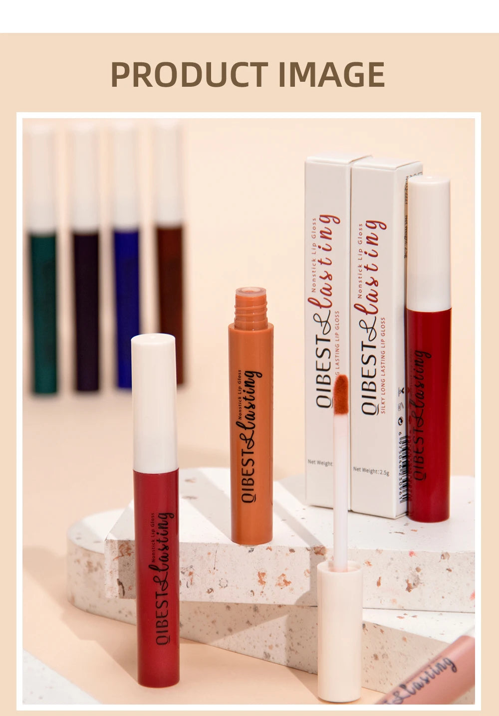QIBEST Matte Liquid Lipstick Waterproof Long Lasting Lip Gloss Velvet Mate Nude Red Tint Tube Lipsticks Lipgloss Makeup Cosmetic