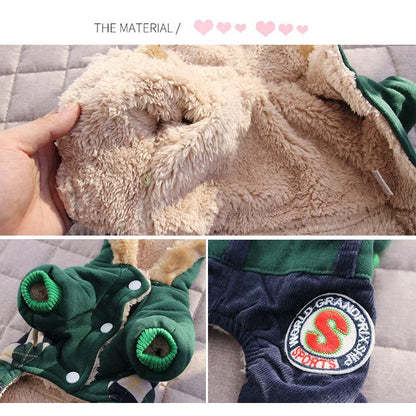 Winter Pet Thickened Warm Clothing Fashion Plaid Dog Four Legs Clothes Puppy Hoodie Teddy Yorkshire Coat Pet Supplies