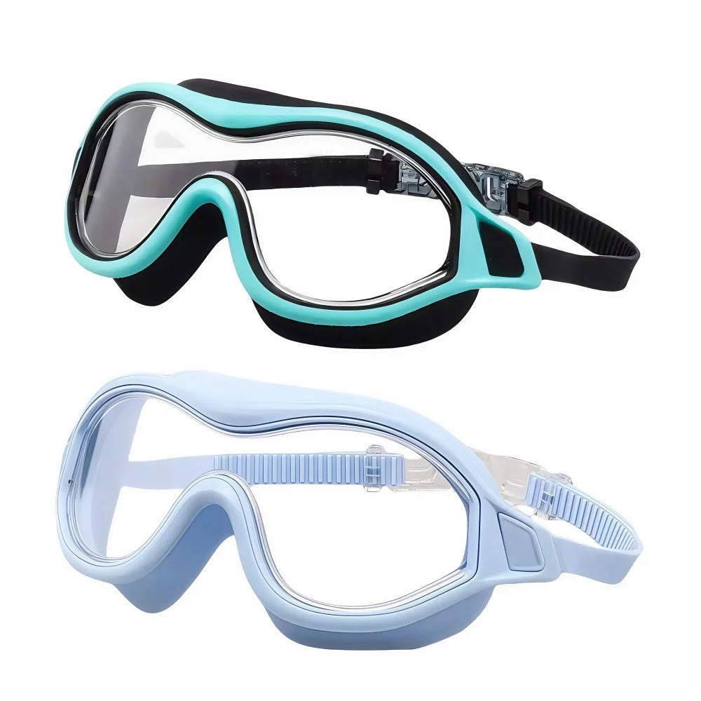 2PCS Large Frame Swimming Goggles Adult High-Definition Anti Fog Electroplated For Women Men  Silicone Anti Uv Goggles