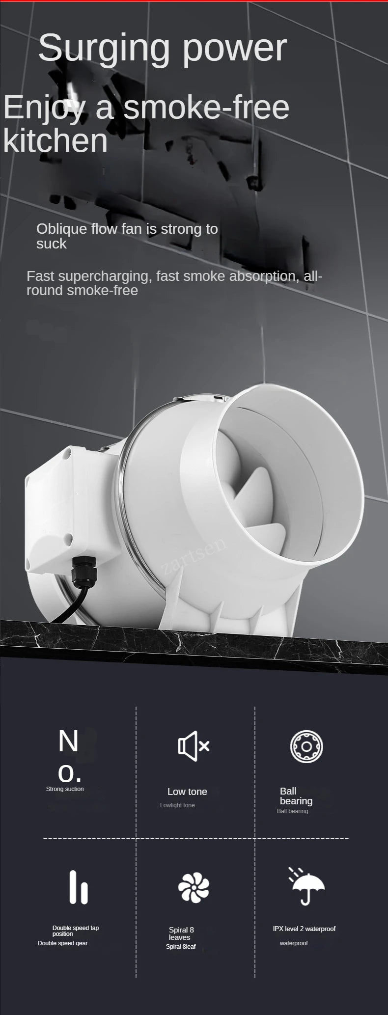 3/4/5/6Inch Industrial Exhaust Fan 220V Grow Silent Pipe Duct Bathroom Extractor Ventilation Kitchen Toilet Wall Air Ventilator