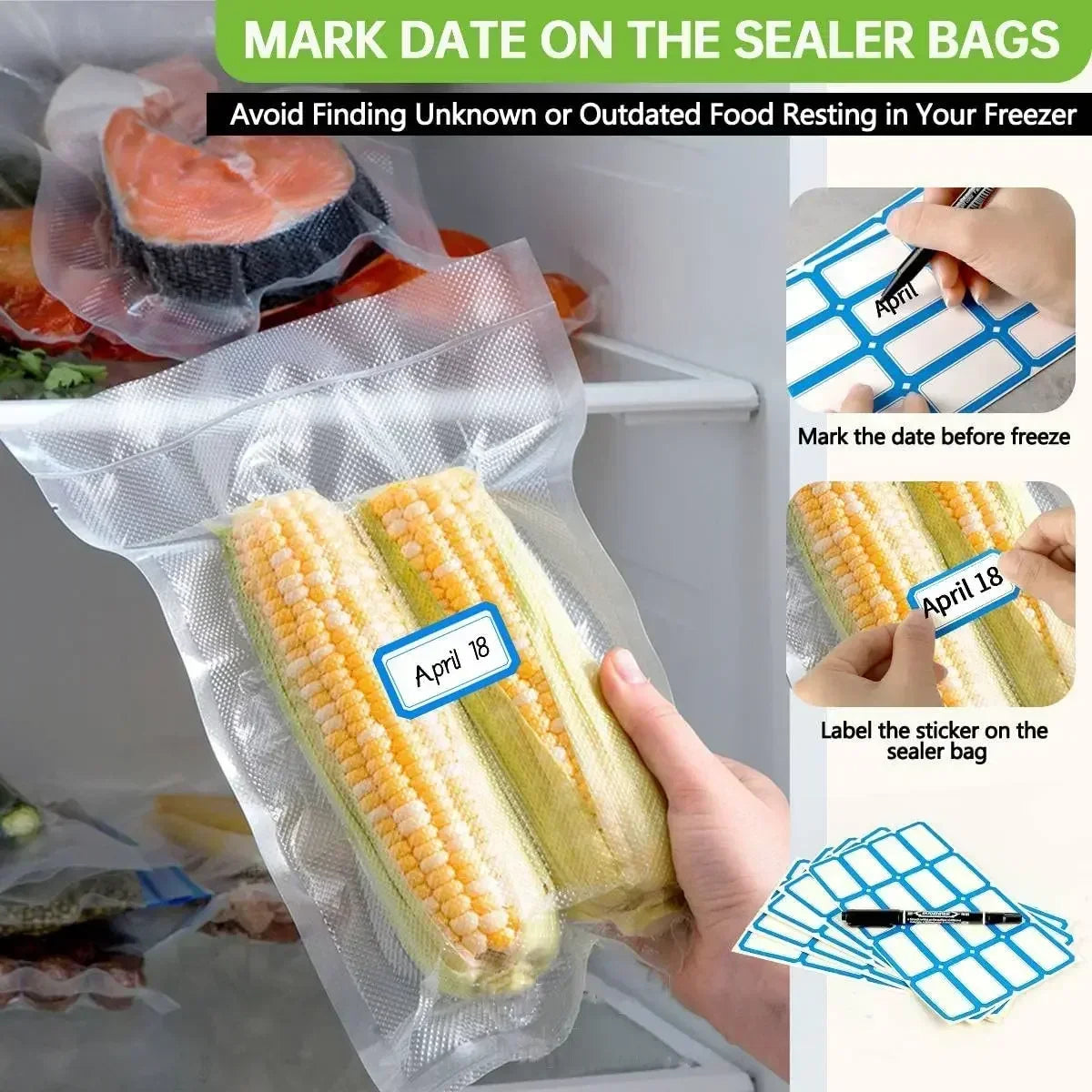 50PCS Net Pattern Vacuum Bag Food Bag Household Fresh-Keeping Bag Cooked Food Packaging Bag
