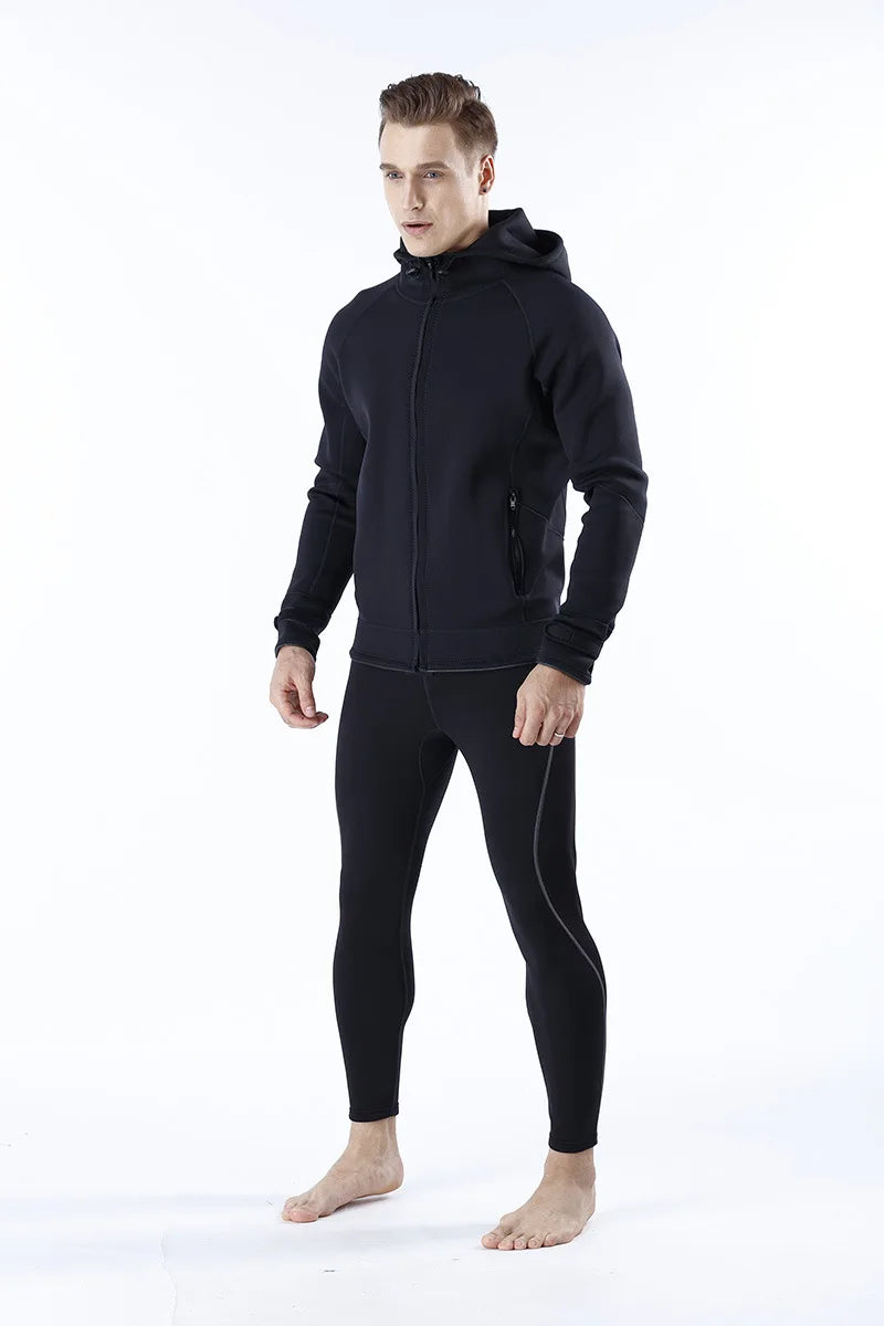 Unisex 2MM Neoprene Long Sleeves Jacket Hooded Cold and Waterproof Warm Top Windbreaker for Men and Women