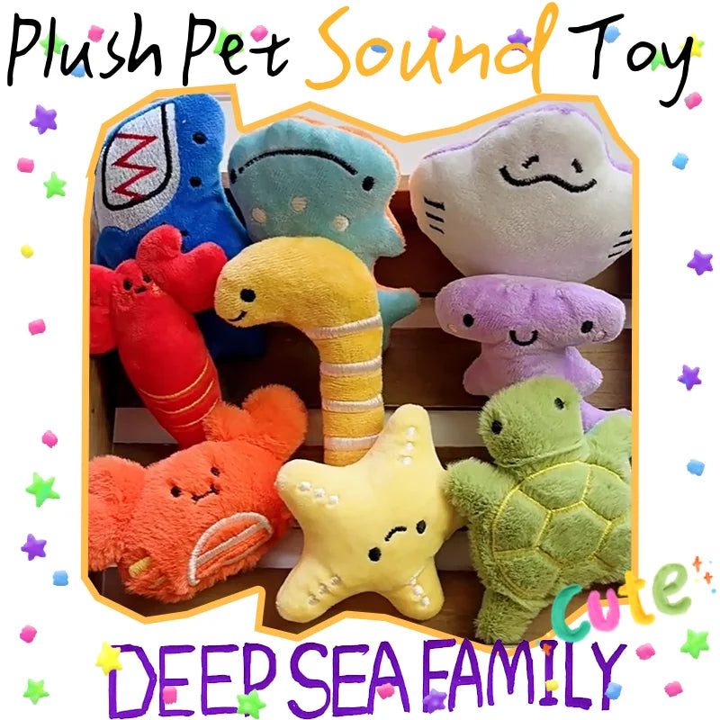 Colorful Marine Animal Plush Pet Sound Toy Cute Mini Dog Cat Voice Interaction Self Fun Prop Creative Shark Whale Pet Supplies