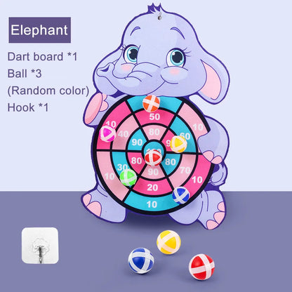 Dart Board for Kids with 3 Sticky Balls Indoor Outdoor Sport Party Games Cartoon Animal Dart Board Toys Christmas Gift