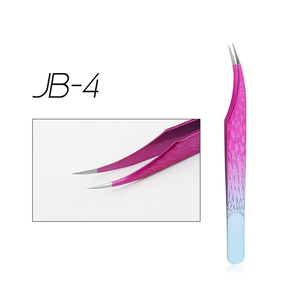 GEMERRY 1 Pcs Pink Gradient Angel Eyelash Tweezers Fiber Tips High Precision Professional Stainless Steel Tool