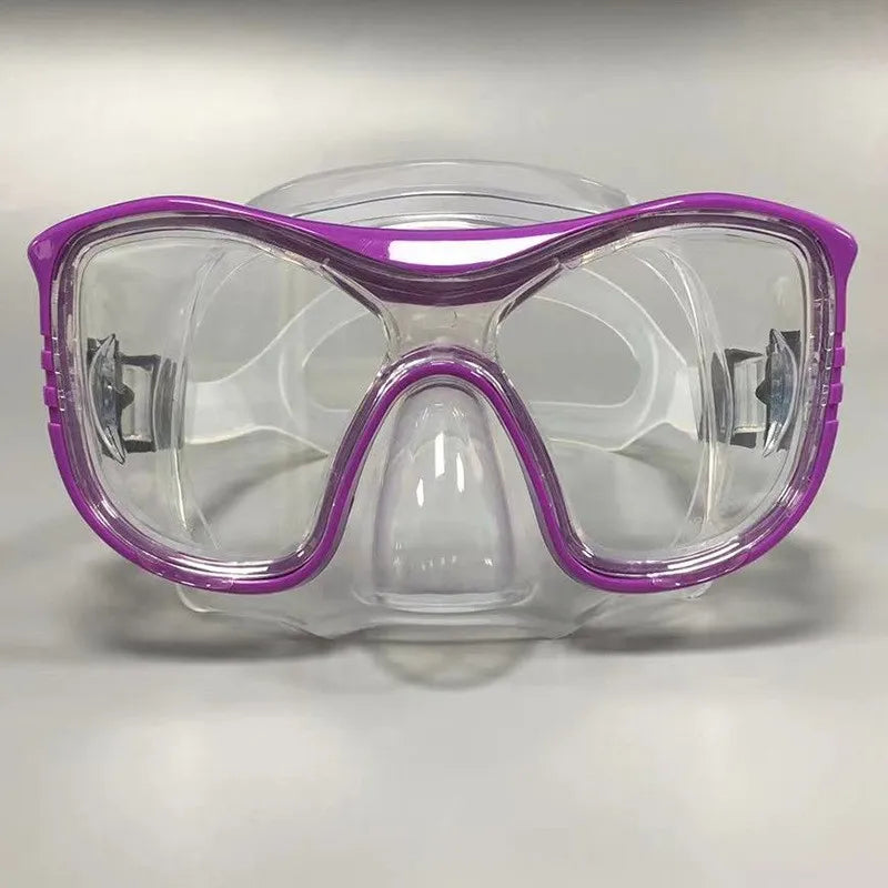 Large-Frame Diving Goggles Set: Silicone, Wide View, Tempered Glass