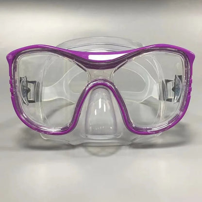 Large-Frame Diving Goggles Set: Silicone, Wide View, Tempered Glass