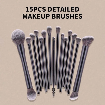 22pcs Makeup Brush Set Including 20pcs Professional Aluminum Tube Makeup Brushes, 2pcs Air Cushion Puffs For Daily Use