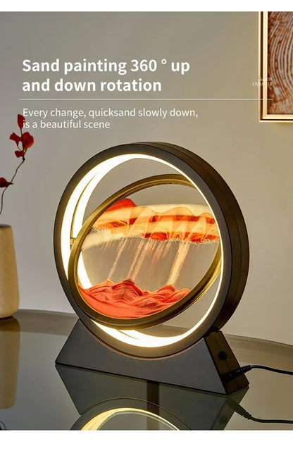 Sandscape Kinetic Sand Art Picture Quicksand Table Lamp Dynamic Liquid Hourglass Moving Sand Painting Flowing Sand Home Decor