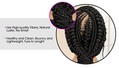 New Arrival Afro Bantu Braided Wigs Synthetic Full Lace Cornrow Box Braided Wigs Natural Handmade Braids Wig for Black Women