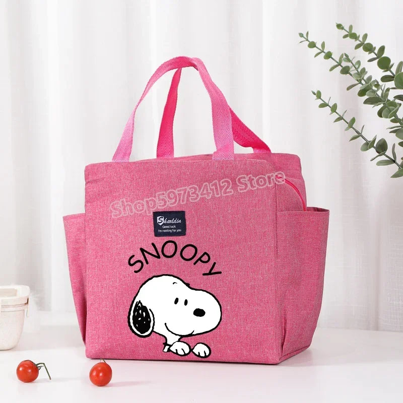 Snoopys Portable Lunch Drink Carrier Insulated Bag Fresh Cooler Pouch Food Thermal Box Tote Picnic Container Bags Cute Kids Gift
