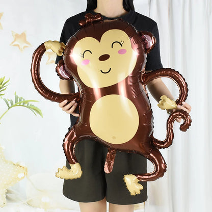1Pc Cartoon Animals Lion Monkey Elephant Leopard Foil Balloon Jungle Safari Birthday Party Air Globos Decorations Kids Gift Toys