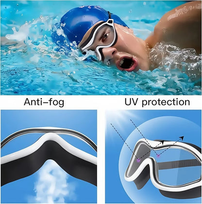 2PCS Large Frame Swimming Goggles Adult High-Definition Anti Fog Electroplated For Women Men  Silicone Anti Uv Goggles
