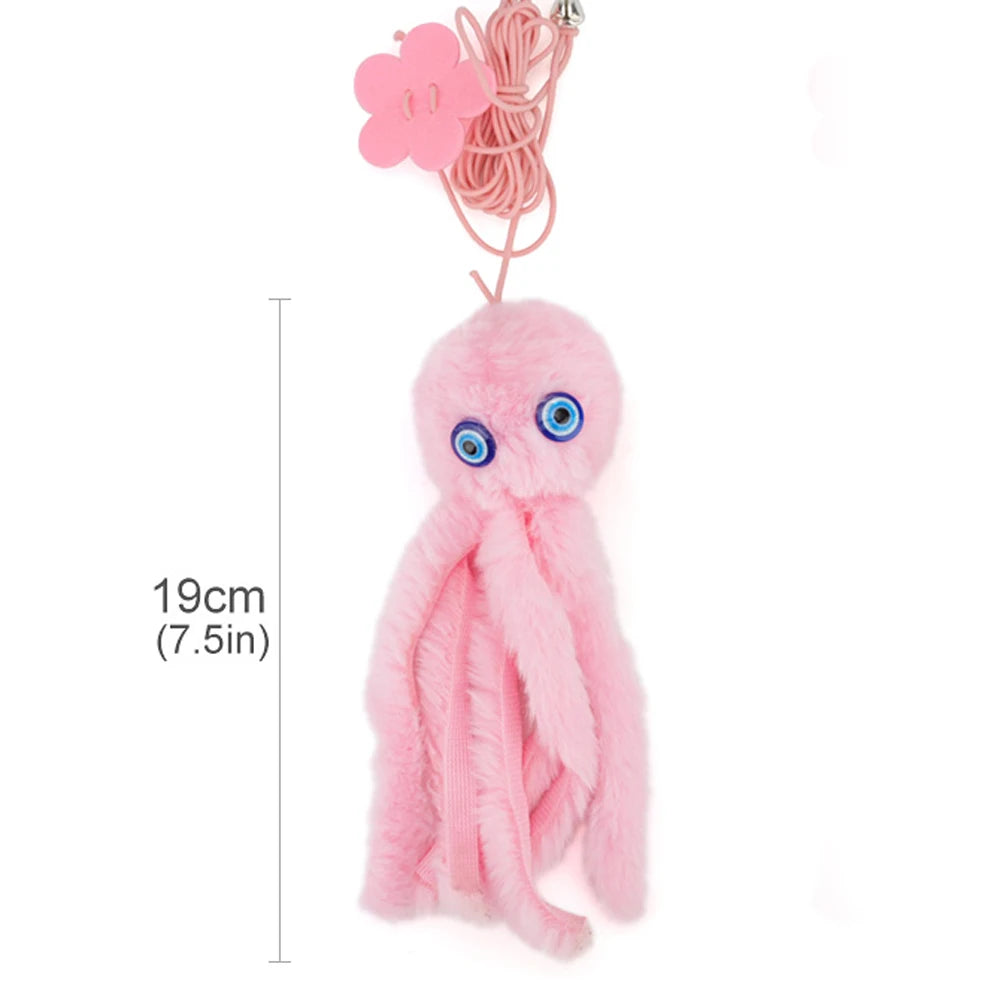 Small Octopus Cat Toy Suction Cup Hanging Cat Toy Squid Retractable Hanging Door Pet Supplies Self-hey Interactive