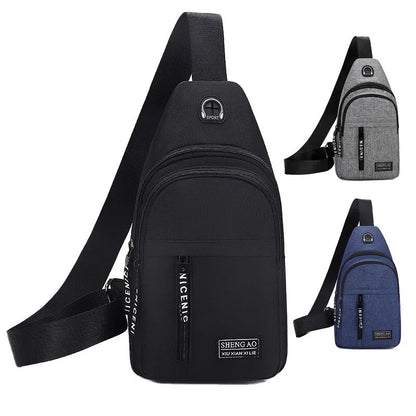 Men's Bag Solid Color Men's Chest Bag Outdoor Casual Fashionable Small Satchel Canvas Handbag Zipper Messenger Fashion Bags