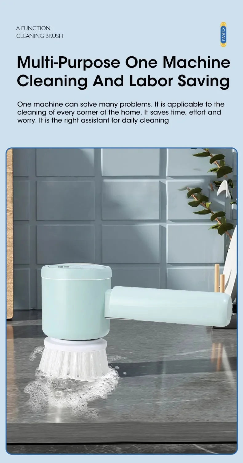 2025 Cordless Electric Spin Scrubber - 5 Brush Heads, IPX7 Waterproof, Rechargeable Bathroom Cleaner for Tile/Shower/Grout