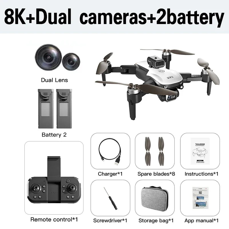 Lenovo S2S Mini Drone 8K HD Professional 4K Dual Camera Obstacle Avoidance Brushless Motor Foldable Rc Quadcopter Toys Gift
