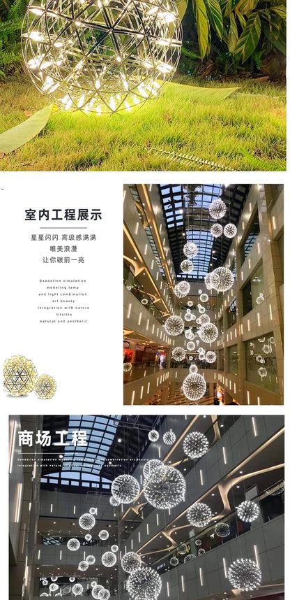 Modern Brief Loft Spark Ball LED Chandelier Fixture Firework Ball Stainless Steel Pendant Lamp for Home Decor Lighting 110-240V