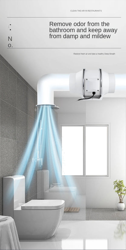3/4/5/6Inch Industrial Exhaust Fan 220V Grow Silent Pipe Duct Bathroom Extractor Ventilation Kitchen Toilet Wall Air Ventilator