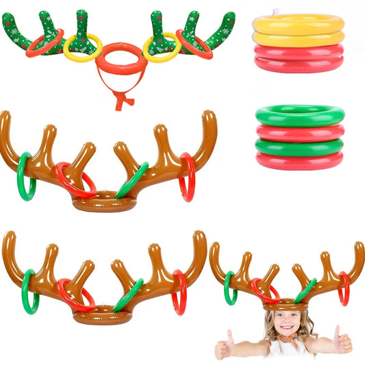 1/2/3pcs Inflatable Reindeer Antler Ring Toss Game Christmas Family Holiday Party Games Outdoor Indoor Ring Toss Xmas Gifts Toys