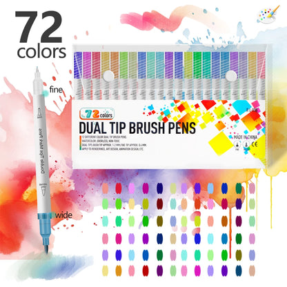12-72 Colors Art Markers – Waterproof & Quick-Drying | For DIY Painting on Stone, Wood, Paper | Art Stationery & School Supplies