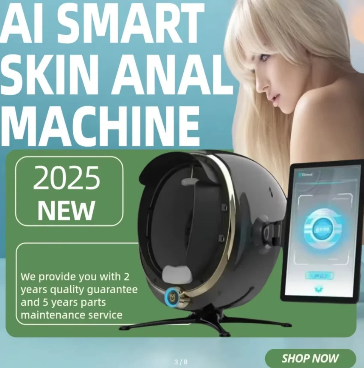 3D Skin Scanner Care Facial Analyzer Monitor Machine Magic Mirror Portable Testing English Detector Face Camera Test Analysis