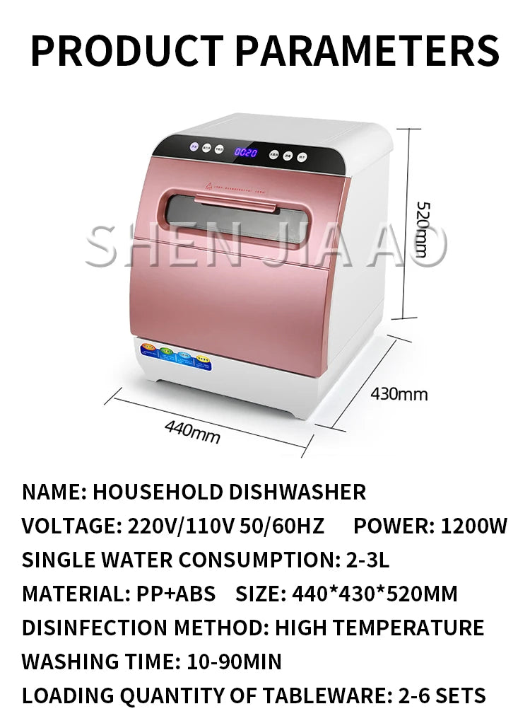 1200W Household Dishwasher Washing Machine Fully automatic Dishwashers Desktop Dish Washers Small Disinfecting Dishwasher Mini